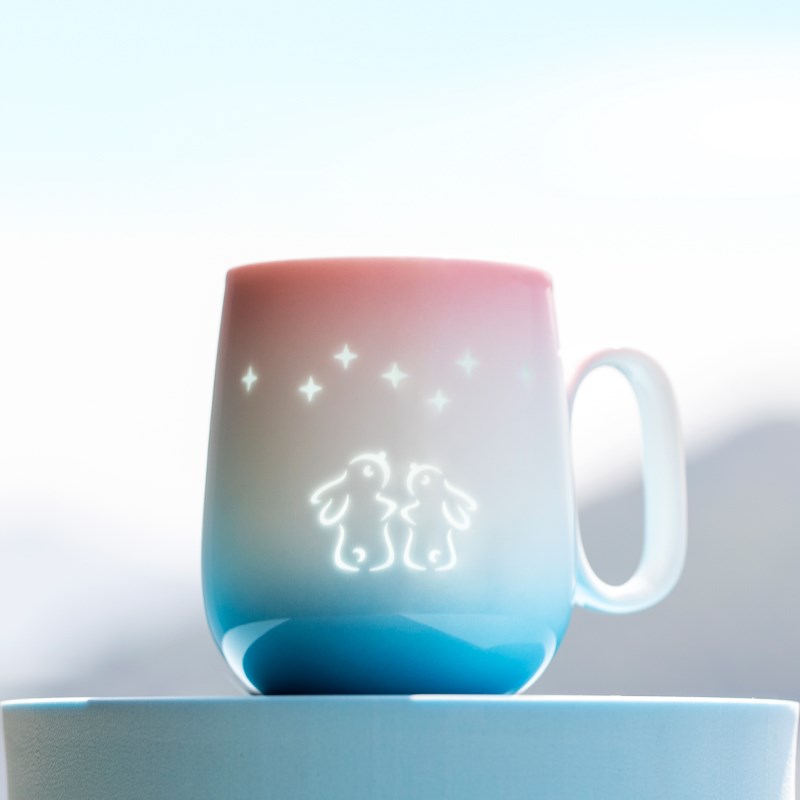 创意礼物玉兔星月玲珑情侣对杯礼盒装陶瓷办公马克杯生日礼品杯子
