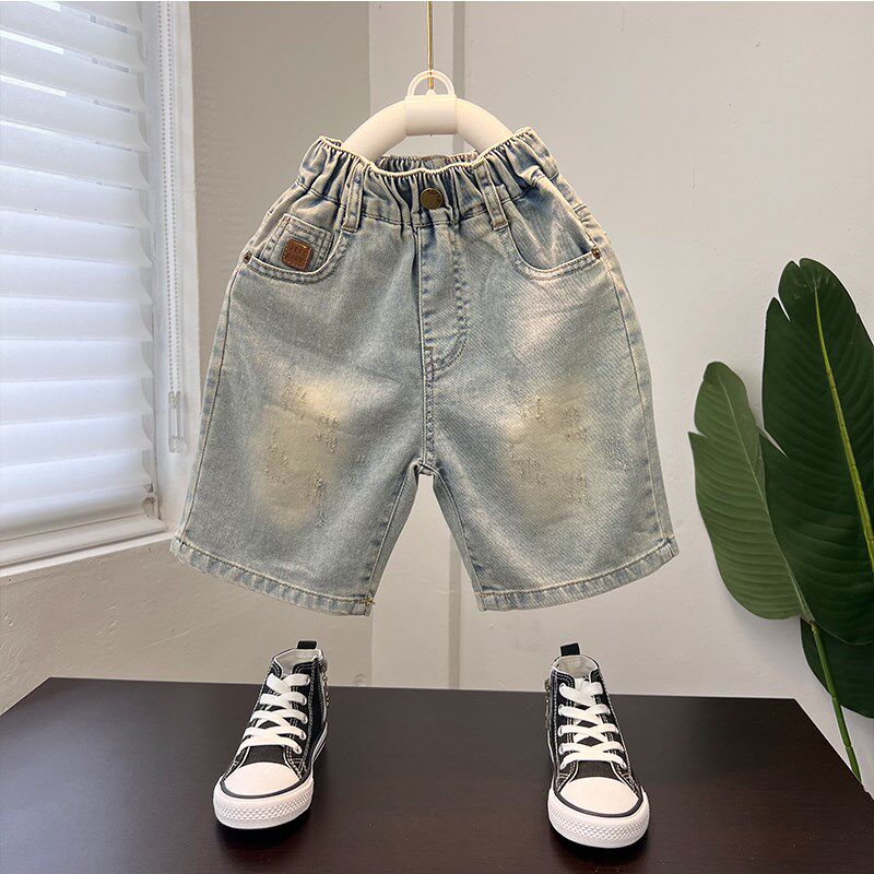 男童夏款裤子儿童夏季薄款牛仔短裤复古做旧洋气男孩休闲裤外穿