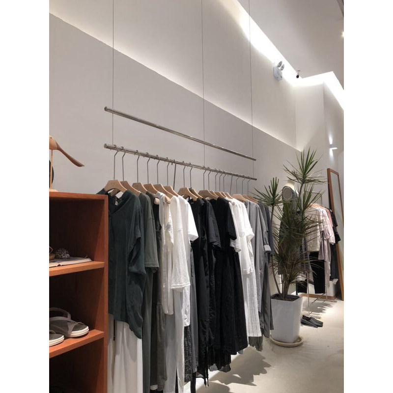 北欧衣架服装店吊顶悬挂衣架服装展示架衣服店铺挂衣杆壁挂吊衣杆