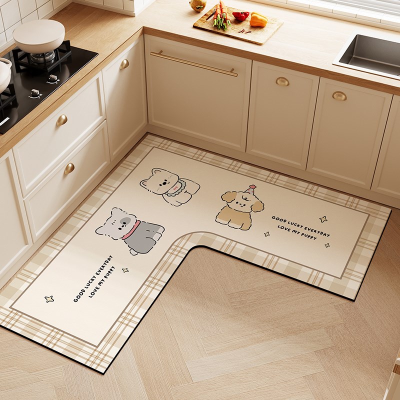 硅藻泥厨房地垫l形防滑防油可擦免洗耐脏门口脚垫防水专用吸水垫