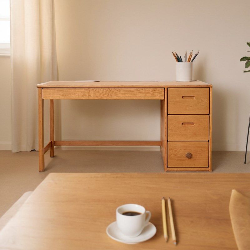 书桌书架一体桌子学生家用实木樱桃木写字桌书柜一体收纳桌可定制,住宅家具,书桌,淘宝优惠券,粉丝福利购,淘宝优惠卷