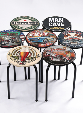 美式LOFT酒吧摆件复古工业风格酒吧咖啡厅椅子吧台凳子铁艺装饰品