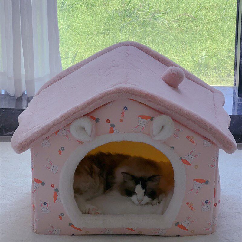 猫窝冬天保暖房子型泰迪小型犬狗窝可拆洗大号封闭式猫屋猫别墅