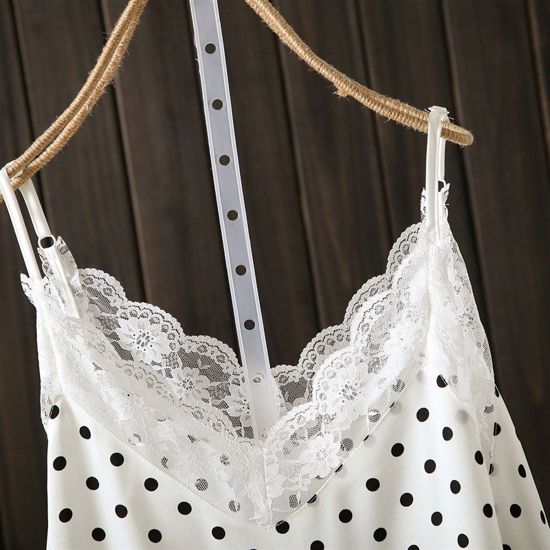 大码200斤夏打底背心女内搭黑色波点蕾丝边吊带时尚休闲百搭内衬