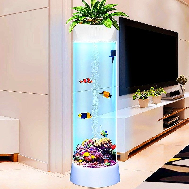 鱼缸客厅小型圆柱形金鱼缸家用立式水族箱创意免换水生态鱼缸,宠物/宠物食品及用品,桌面缸,淘宝优惠券,粉丝福利购,淘宝优惠卷
