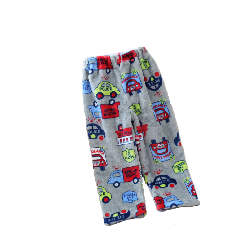 秋冬儿童加厚加密法兰绒睡裤男童卡通家居裤宝宝珊瑚绒加绒保暖裤