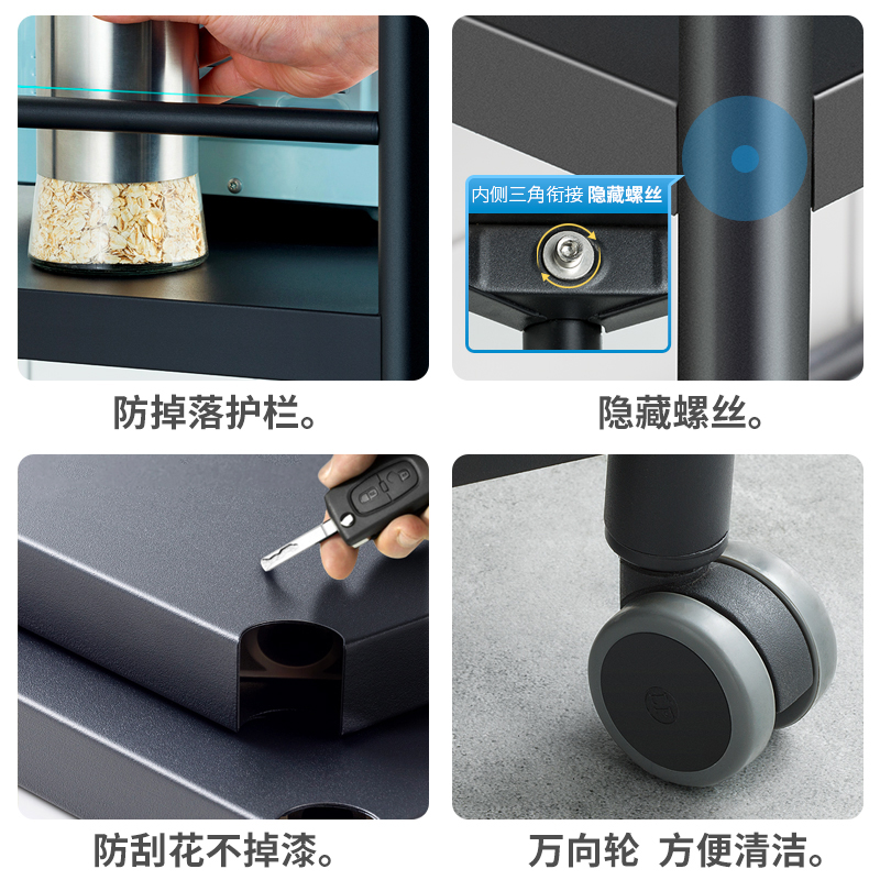 新疆包邮哥多层储物架不锈钢厨房置物架落地烤箱收纳柜微波炉架子