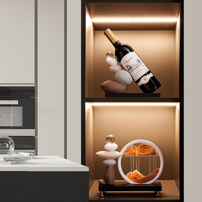 时来运转红酒架酒柜摆件餐边电视柜流沙画家居客厅酒托杯架装饰品