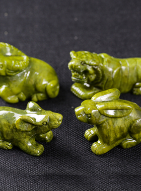 天然黄玉南玉石十二生肖 摆放三合局家居办公室客厅摆件饰品礼物