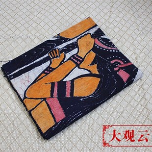 棉布壁挂蜡染画舂米歌特色手工布画民族餐厅酒吧装饰佤族风格挂画