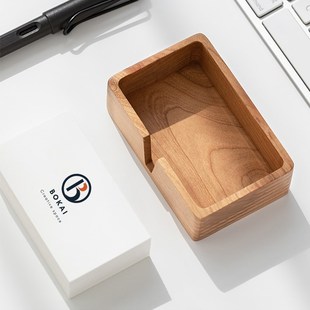 胡桃木名片盒定制logo高档前台商务大容量卡片收纳实木名片收纳盒