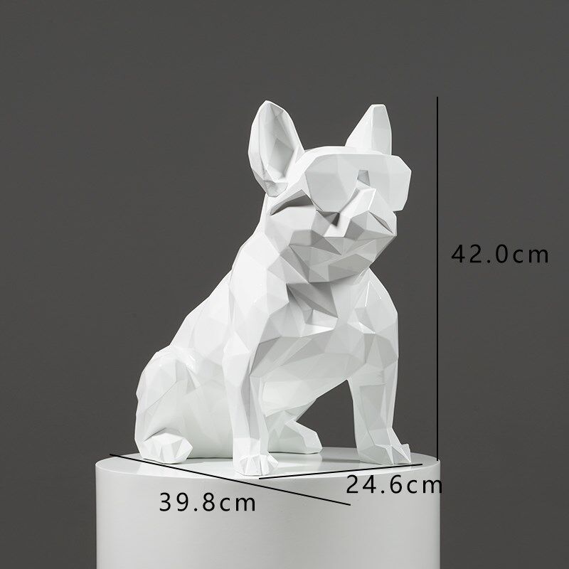 法国斗牛犬摆件几何狗模型玻璃钢材质创意店铺橱窗装饰工艺品礼品