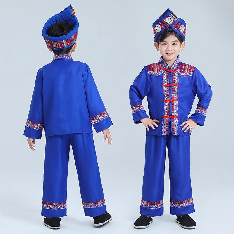 新款儿童壮族三月三舞蹈演出服少数民族苗族服装男童土家族表演服