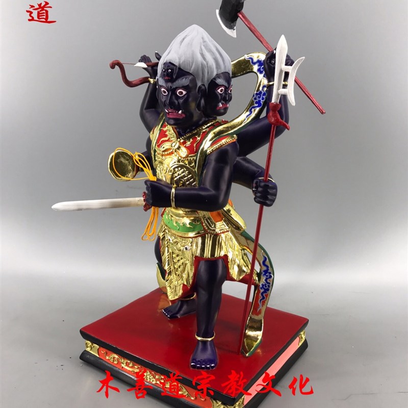 木雕天蓬元帅护法神北极四圣樟木漆线雕精品手工30厘米