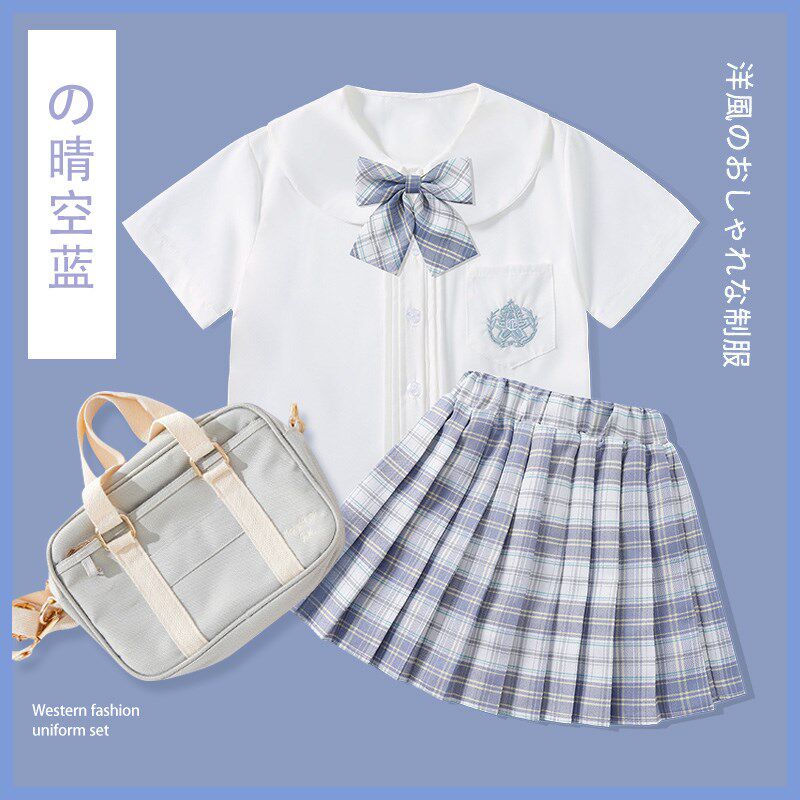 儿童jk裙制服夏季女童半身裙夏套装短裙夏装裙子格裙小学生百褶裙