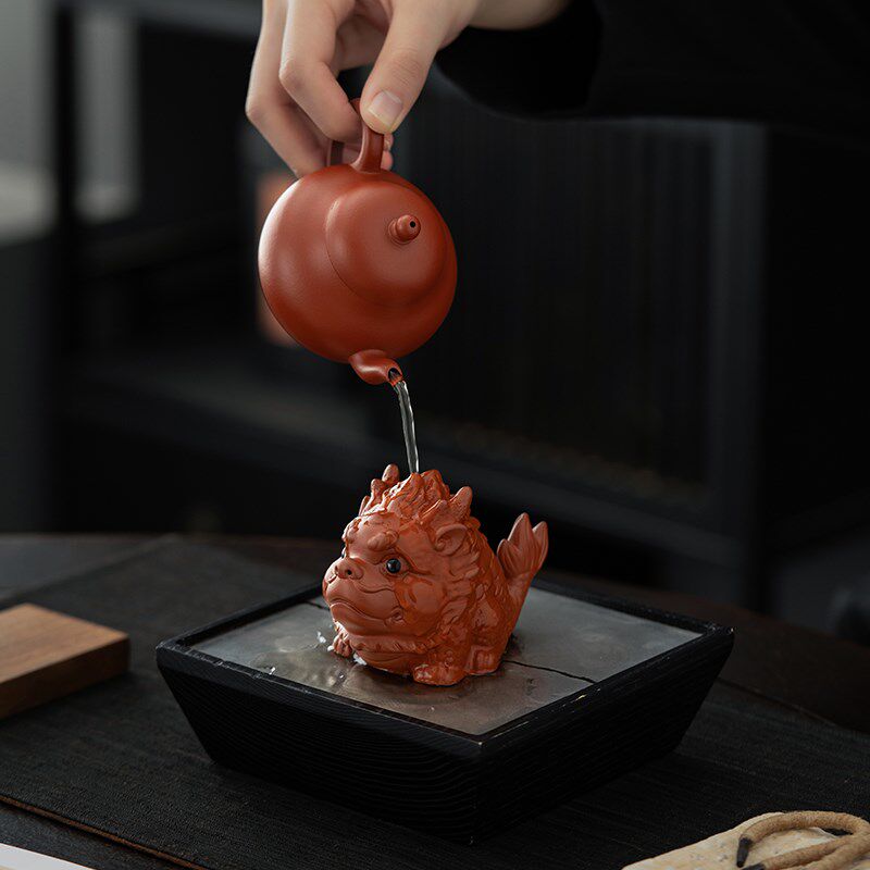 鱼化龙紫砂茶宠可做盖碗茶壶盖子盖置摆件精品可养茶玩茶桌茶台