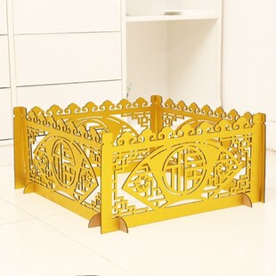 新年装饰泡沫围栏 场景布置春节装饰品 木质用品金色栏杆栅栏摆件