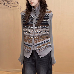 套装 休闲针织宽松两件套女秋冬撞色上衣时尚 7179时尚 M960