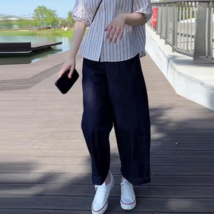 韩版牛仔弯刀九分裤子女2025夏季薄款洋气独特宽松显瘦镰刀阔腿裤