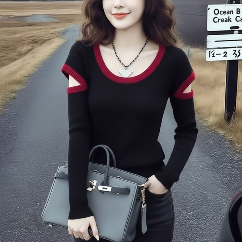 春季韩系chic上衣独特超好看洋气减龄轻奢高级感通勤黑色针织衫女,女装/女士精品,毛针织衫,淘宝优惠券,粉丝福利购,淘宝优惠卷