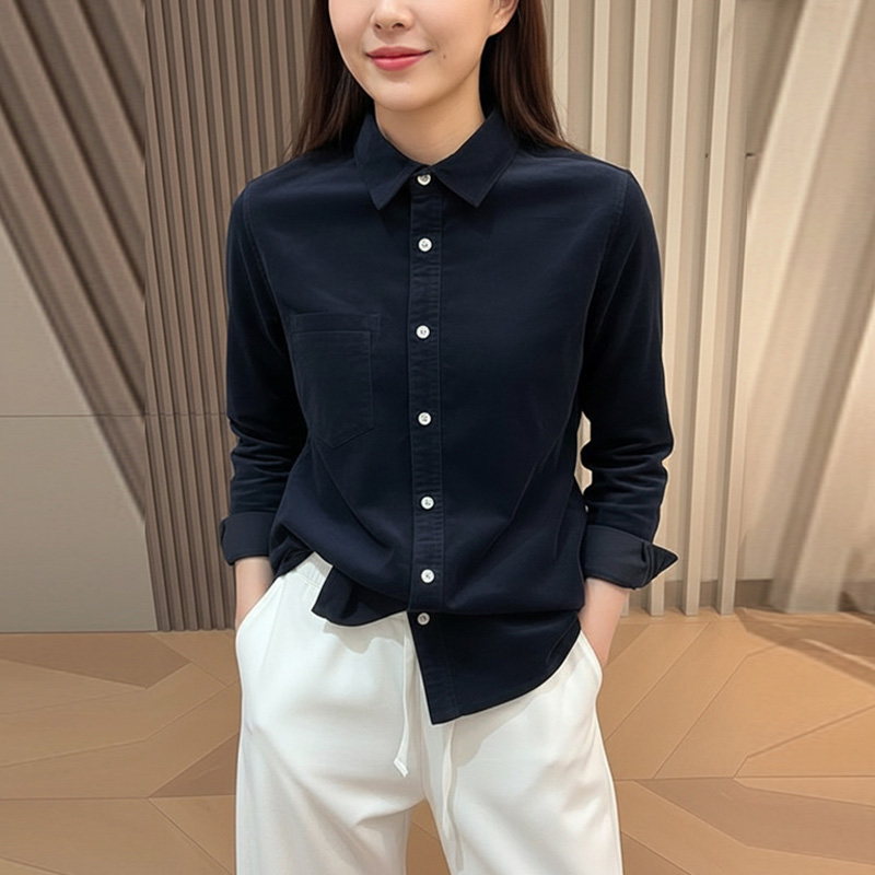 高级感长袖POLO领内搭开衫上衣女