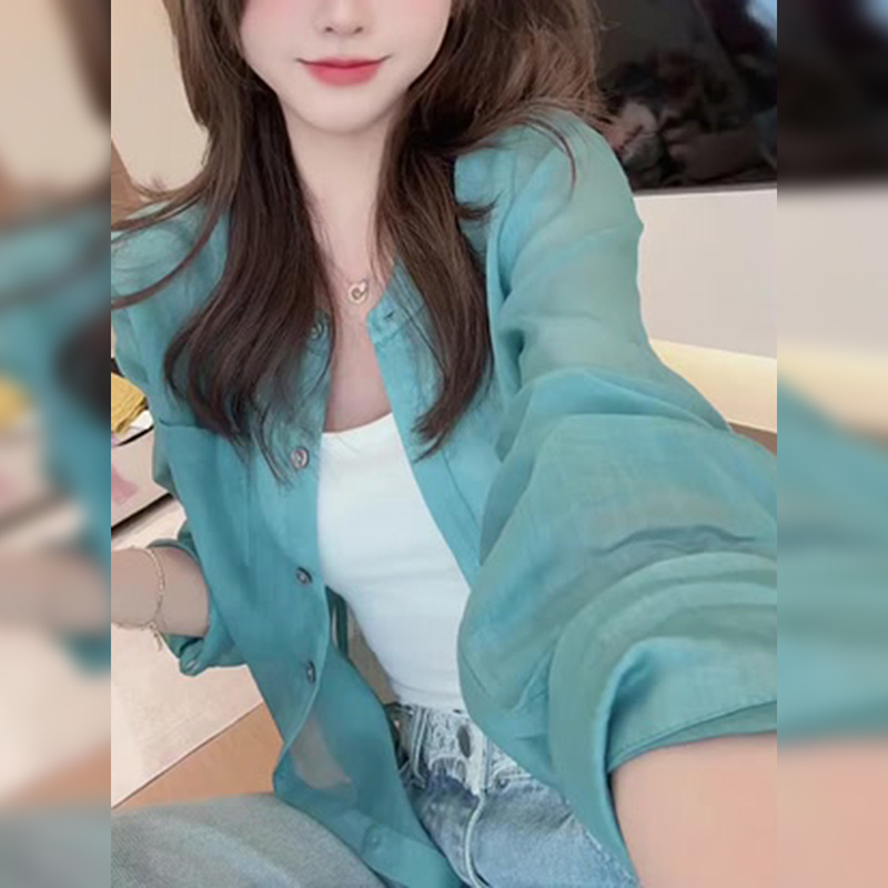 法式防晒薄款开衫原宿风休闲衬衫