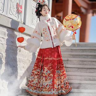 加绒加厚印花马面裙古装 冬季 原创明制汉服女2025新款 仔拾柒_岁宁