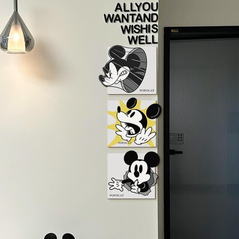 创意米奇装饰画组合客厅转角双面挂画艺术玄关背景墙楼梯拐角壁画图片