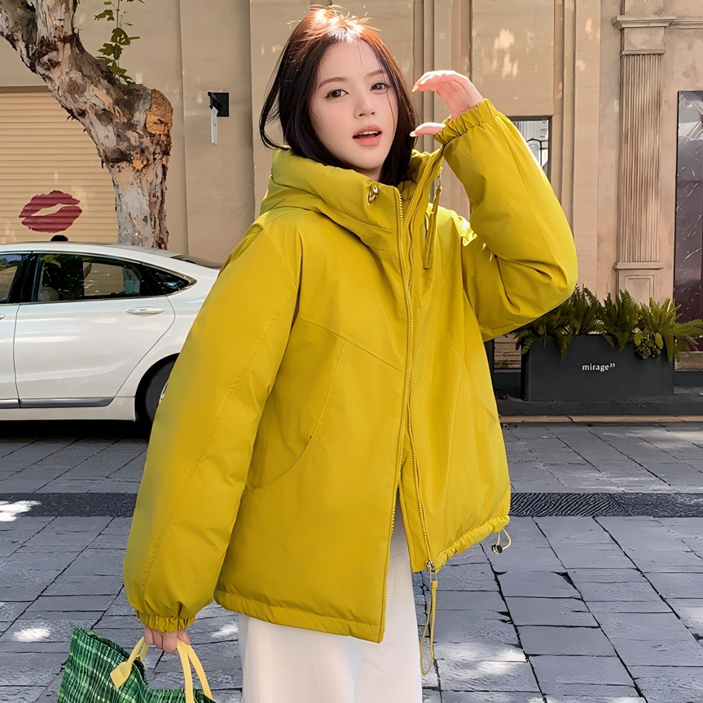 冲锋衣女夹棉一体连帽羽绒棉服