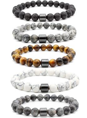 新款热卖黑石虎眼磁性串珠手链