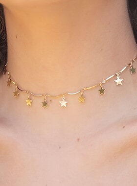 简约欧美星星五角星女士锁骨链