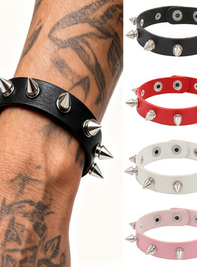 环保PU皮朋克铆钉情侣手链