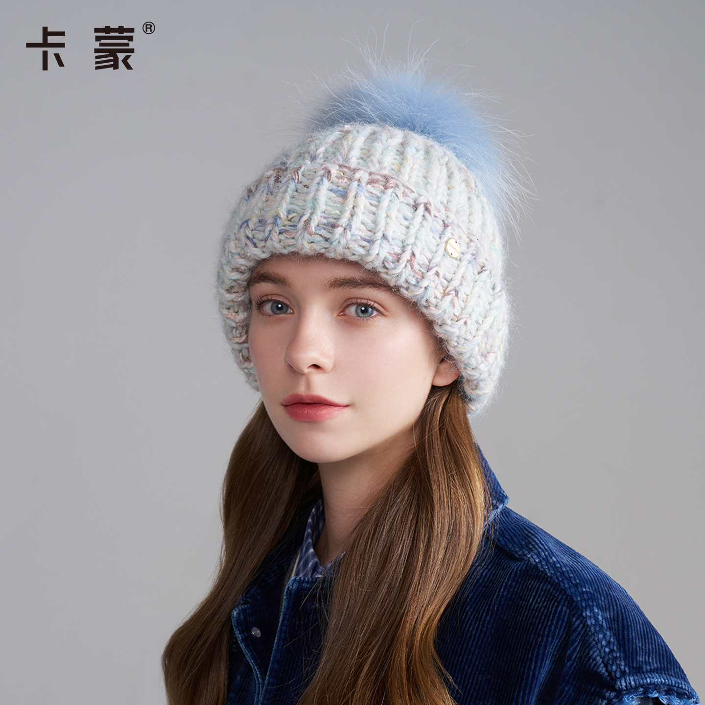 卡蒙秋冬羊毛针织帽女手工编制时尚百搭毛线帽保暖防寒帽2025新款