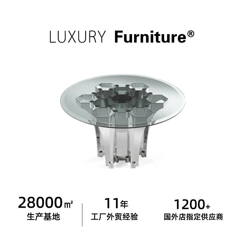 2024新款茶几意式极简创意钢化玻璃小茶几别墅样板房售楼处洽谈桌