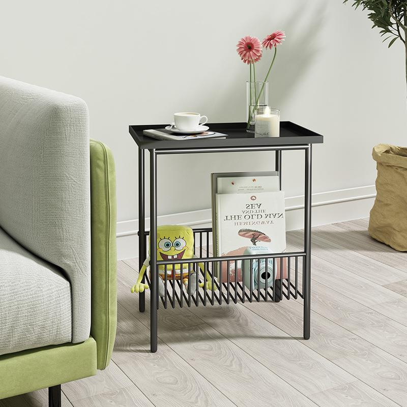客厅小茶几角几床头柜置物架桌子简约铁艺床边收纳柜沙发边几超窄