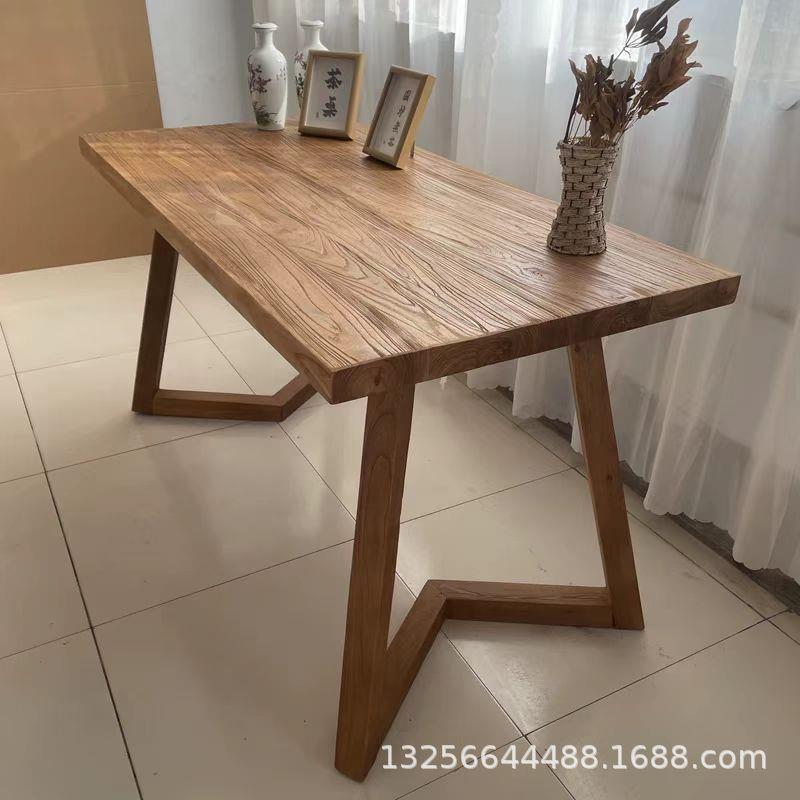 老榆木书桌长方形客厅茶桌茶台榆木家具吧台办公桌实木餐桌椅
