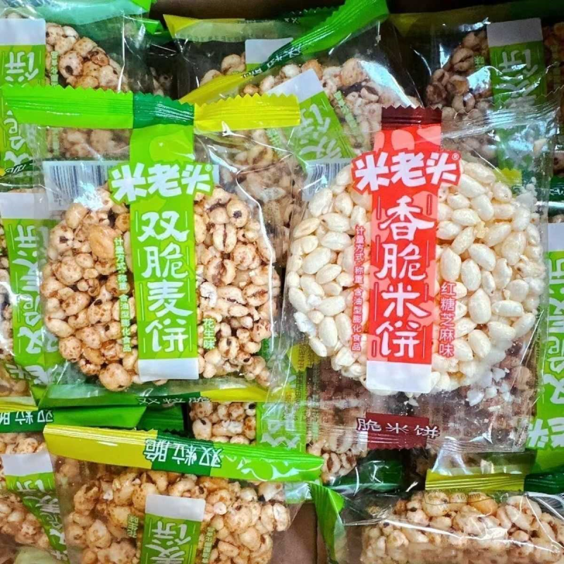500g米老头休闲零食满嘴香米饼麦饼独立包装爆米花批发双脆米饼