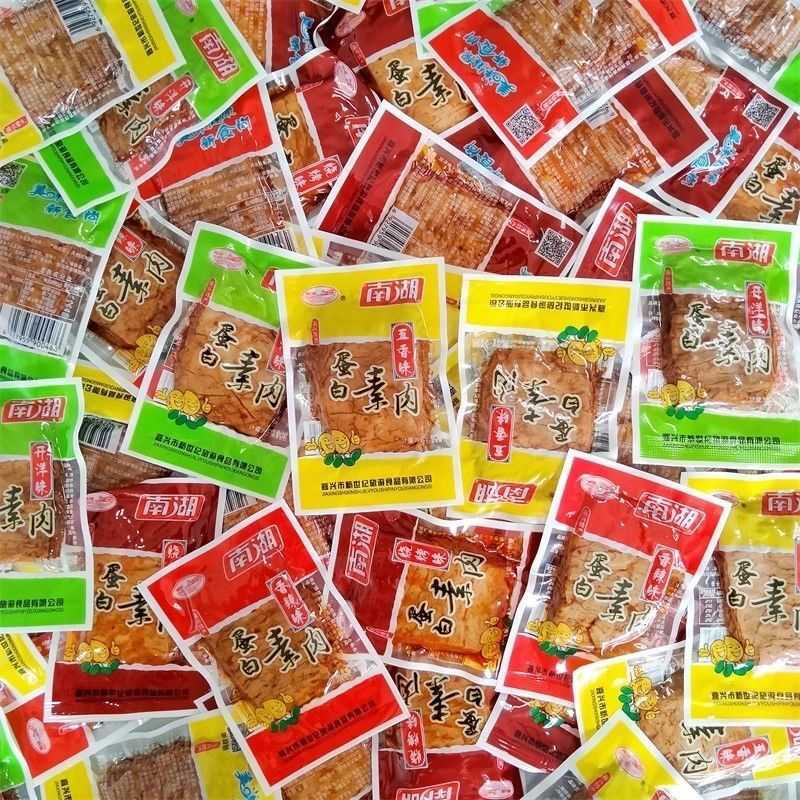 南湖手撕蛋白素肉500g嘉兴特产五香烧烤味办公室休闲零食批发250g