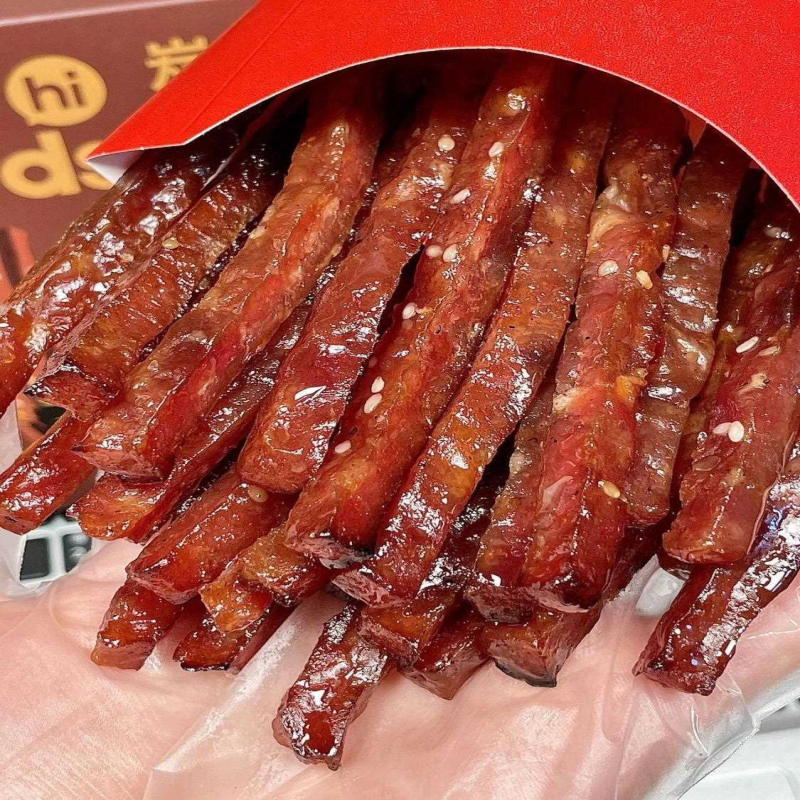 七分乐长条蜜汁肉条炭烤手撕猪肉脯有嚼劲鲜原切肉条网红即食零食