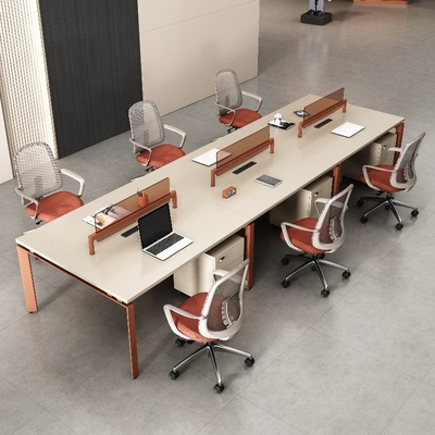 四人极简办公桌员工位办公室桌椅组合简约现代双人职员桌电脑桌子