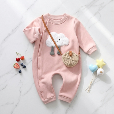 长袖卡通baby连体衣婴儿爬服ins长爬纯棉服装宝宝衣服秋冬哈衣