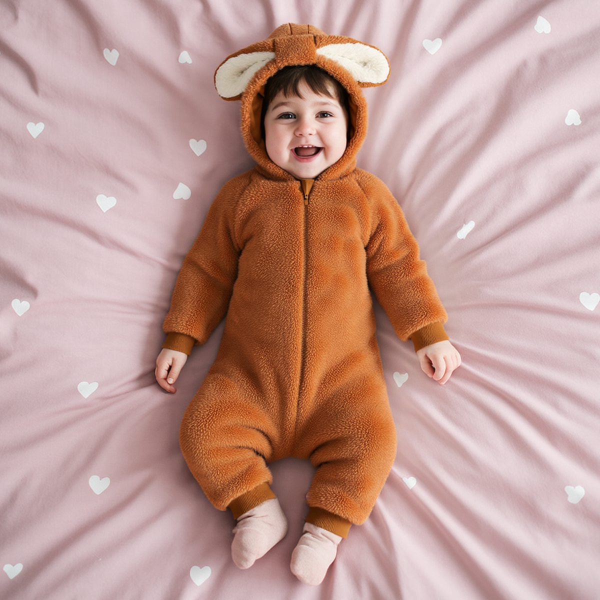 加厚加绒连体衣婴儿动物童装男女婴儿秋冬保暖爬服新生儿衣服韩版