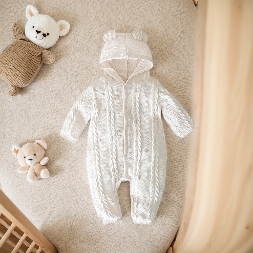 婴儿衣服连体衣男女宝宝秋冬针织粗线毛衣保暖爬服外出韩版