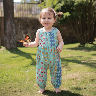 夏款韩版婴儿衣服宝宝连体衣碎花哈衣长爬新生儿无袖包屁衣爬服