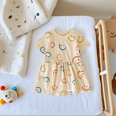 婴儿衣服纯棉卡通印花儿童宝宝裙子ins风婴童服装夏季女童连衣裙