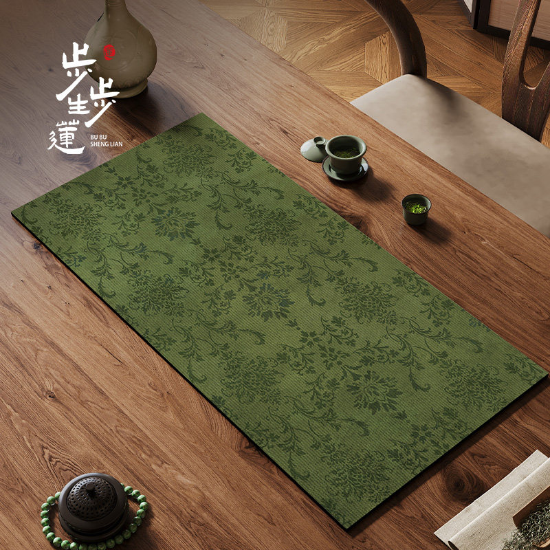 新中式墨绿色茶垫干泡茶席茶盘杯垫喝茶桌台面垫布矽藻泥吸水桌垫