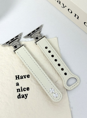 适用Apple苹果s11s109876543se手表带小狗时尚轻奢皮质女腕带表带