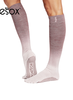 toesox高筒瑜伽袜小腿袜运动jk袜子健身普拉提五指及膝袜Scrunch