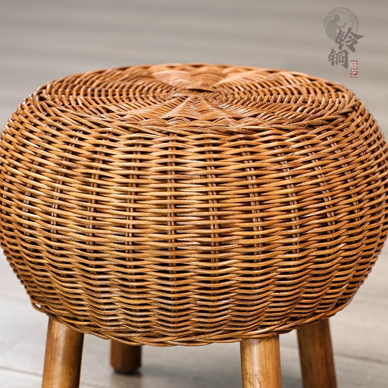 手工编织天然植物藤棒棒糖蒲团椅手工编织家用防尘新中式饭厅别墅