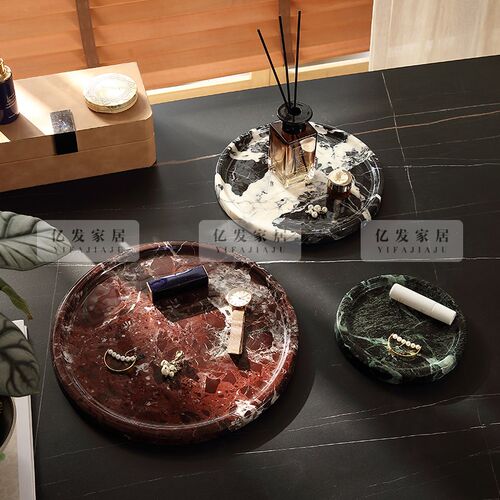 桌面收纳盘大理石托盘样板间化妆品首饰收纳盘卫生间洗漱台置物盘